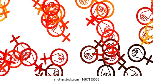 Light Orange vector background with woman symbols. Colorful feminism symbols with a gradient in modern style. Background for International Women’s Day.