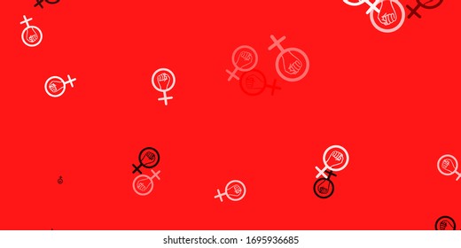 Light Orange vector background with woman symbols. Colorful illustration with gradient feminism shapes. Design for International Women’s Day.