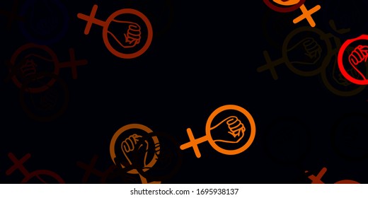 Light Orange vector background with woman symbols. Colorful feminism symbols with a gradient in modern style. Design for International Women’s Day.