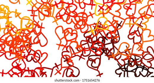 Fondo vectorial naranja claro con símbolos femeninos. Ilustración colorida con formas de feminismo degradado. Diseño elegante para tapices.