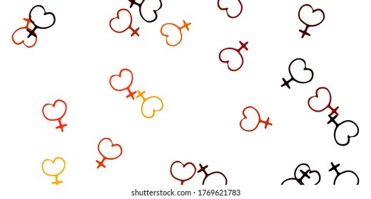 Light Orange vector background with woman symbols. Simple design in abstract style with women’s rights activism. Elegant design for wallpapers.