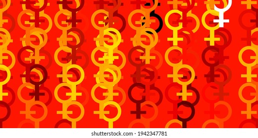 Light Orange vector background with woman symbols. Colorful illustration with gradient feminism shapes. Elegant design for wallpapers.