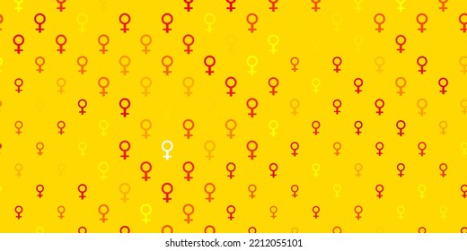 Light Orange vector background with woman symbols. Illustration with signs of women strength and power. Elegant design for wallpapers.