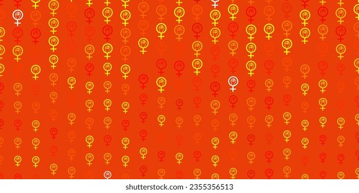 Light Orange vector background with woman symbols. Simple design in abstract style with women rights activism. Elegant design for wallpapers.