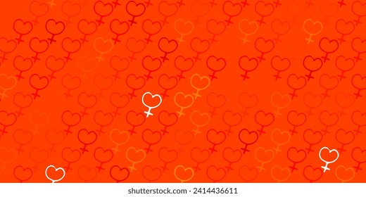 Light Orange vector background with woman symbols. Colorful feminism symbols with a gradient in modern style. Background for International Women’s Day.