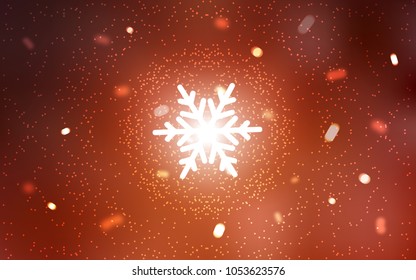 Light Orange vector background with xmas snowflakes. Modern geometrical abstract illustration with crystals of ice. New year design for your business advert.