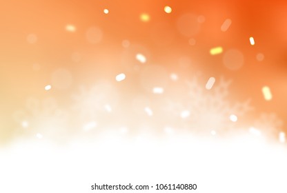 Light Orange vector background with xmas snowflakes. Blurred decorative design in xmas style with snow. The pattern can be used for year new  websites.