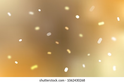 Light Orange vector background with xmas snowflakes. Decorative shining illustration with snow on abstract template. New year design for your ad, poster, banner.