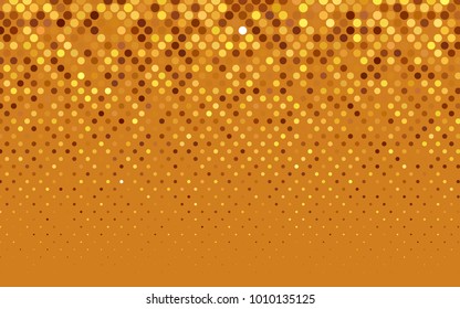 Light Orange vector banner with circles, spheres. Abstract spots. Background of Art bubbles in halftone style with colored gradient.