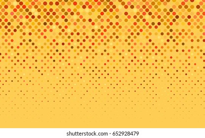 Light Orange vector banner with circles, spheres. Abstract spots. Background of Art bubbles in halftone style with colored gradient.