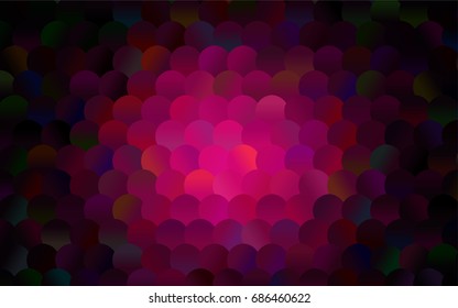 Light Orange vector banner with circles, spheres. Abstract spots. Background of Art bubbles in halftone style with colored gradient.