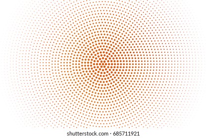 Light Orange vector banner set of circles, spheres. Donuts Background. Creative Design Templates. Technology halftone illustration.