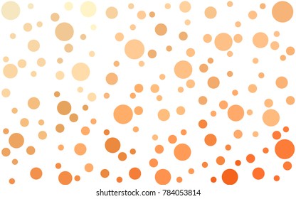 Light Orange vector banner set of circles, spheres. Donuts Background. Creative Design Templates. Technology halftone illustration.