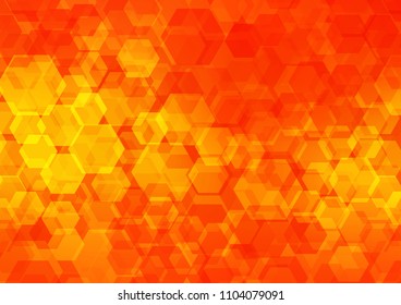Light Orange vector blurry hexagon pattern. Brand new colored illustration in blurry style with gradient. The best hexagonal design for your business.