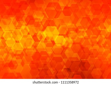 Light Orange vector blurry hexagon pattern. Creative illustration in halftone style with gradient. The best hexagonal design for your business.