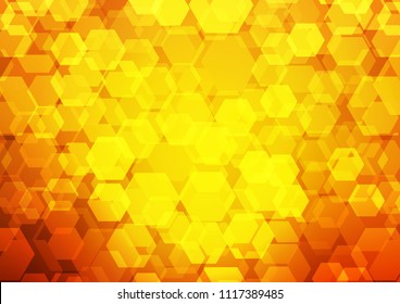 Light Orange vector blurry hexagon background. Modern geometrical abstract illustration with gradient. The best hexagonal design for your business.