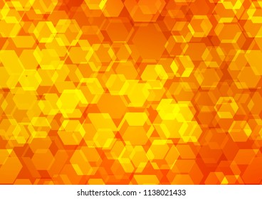 Light Orange vector blurry hexagon pattern. Creative illustration in halftone style with gradient. The polygonal design can be used for your web site.