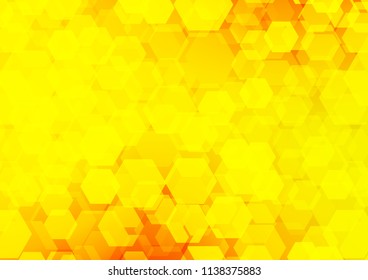 Light Orange vector blurry hexagon template. Glitter abstract illustration with an elegant design. The template can be used as a background for cell phones.