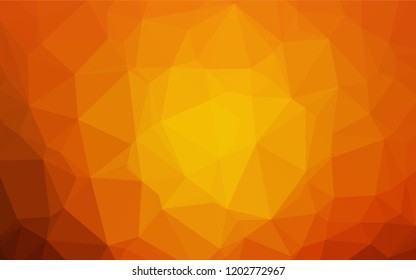 Light Orange vector blurry hexagon texture. Creative illustration in halftone style with gradient. Triangular pattern for your business design.