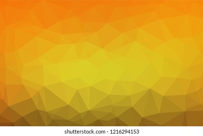 Light Orange vector blurry hexagon template. Triangular geometric sample with gradient.  The textured pattern can be used for background.