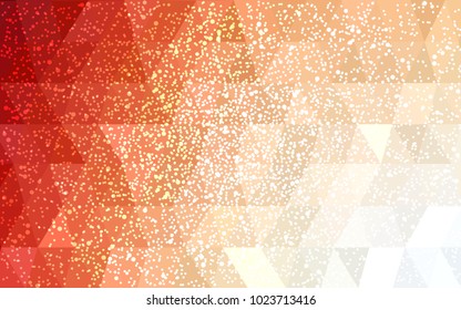 Light Orange vector christmas polygon background. Low poly Illustration consisting of triangles with snowflakes. Texture background of New Year celebration.