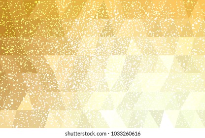 Light Orange vector christmas polygon background. Low poly Illustration consisting of triangles with snowflakes. Texture background of New Year celebration.