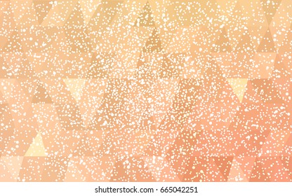 Light Orange vector christmas polygon background. Low poly Illustration consisting of triangles with snowflakes. Texture background of New Year celebration.