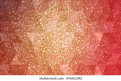 Light Orange vector christmas polygon background. Low poly Illustration consisting of triangles with snowflakes. Texture background of New Year celebration.