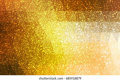 Light Orange vector christmas polygon background. Low poly Illustration consisting of triangles with snowflakes. Texture background of New Year celebration.