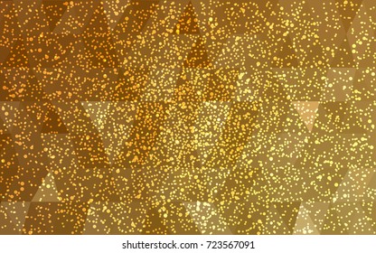 Light Orange vector christmas polygon background. Low poly Illustration consisting of triangles with snowflakes. Texture background of New Year celebration.