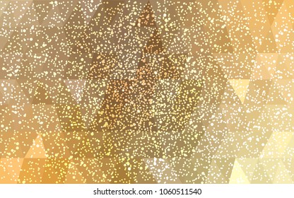 Light Orange vector christmas postcard low polygon background. Illustration consisting of triangles. Abstract triangular polygonal origami or crystal design of New Year celebration.