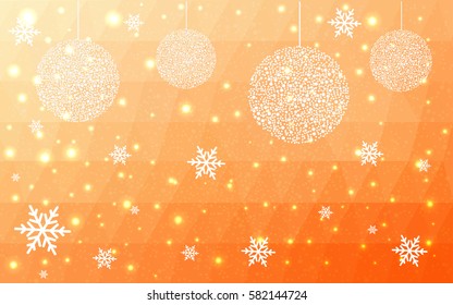Light Orange vector christmas postcard low polygon background. Illustration consisting of triangles. Abstract triangular polygonal origami or crystal design of New Year celebration.