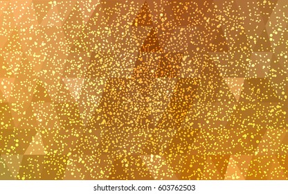 Light Orange vector christmas postcard low polygon background. Illustration consisting of triangles. Abstract triangular polygonal origami or crystal design of New Year celebration.