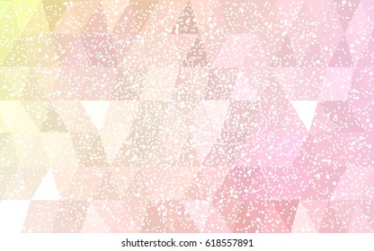 Light Orange vector christmas postcard low polygon background. Illustration consisting of triangles. Abstract triangular polygonal origami or crystal design of New Year celebration.