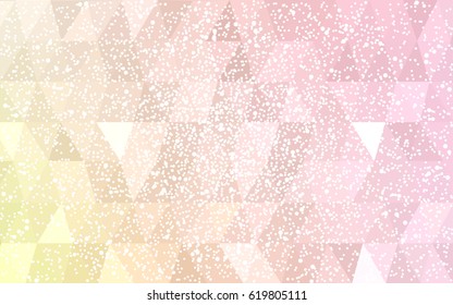 Light Orange vector christmas postcard low polygon background. Illustration consisting of triangles. Abstract triangular polygonal origami or crystal design of New Year celebration.
