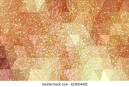 Light Orange vector christmas postcard low polygon background. Illustration consisting of triangles. Abstract triangular polygonal origami or crystal design of New Year celebration.