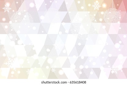 Light Orange vector christmas postcard low polygon background. Illustration consisting of triangles. Abstract triangular polygonal origami or crystal design of New Year celebration.