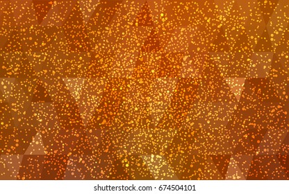 Light Orange vector christmas postcard low polygon background. Illustration consisting of triangles. Abstract triangular polygonal origami or crystal design of New Year celebration.
