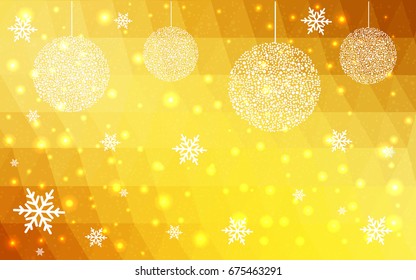 Light Orange vector christmas postcard low polygon background. Illustration consisting of triangles. Abstract triangular polygonal origami or crystal design of New Year celebration.