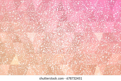 Light Orange vector christmas postcard low polygon background. Illustration consisting of triangles. Abstract triangular polygonal origami or crystal design of New Year celebration.