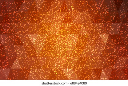 Light Orange vector christmas postcard low polygon background. Illustration consisting of triangles. Abstract triangular polygonal origami or crystal design of New Year celebration.