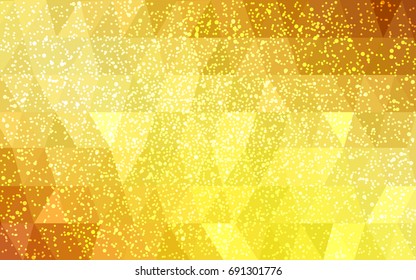 Light Orange vector christmas postcard low polygon background. Illustration consisting of triangles. Abstract triangular polygonal origami or crystal design of New Year celebration.