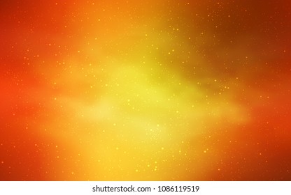 Light Orange vector cover with astronomical stars. Shining illustration with sky stars on abstract template. Best design for your ad, poster, banner.
