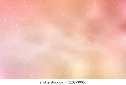 Light Orange vector cover with astronomical stars. Blurred decorative design in simple style with galaxy stars. Smart design for your business advert.
