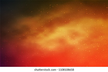 Light Orange vector cover with astronomical stars. Shining colored illustration with bright astronomical stars. Pattern for astronomy websites.