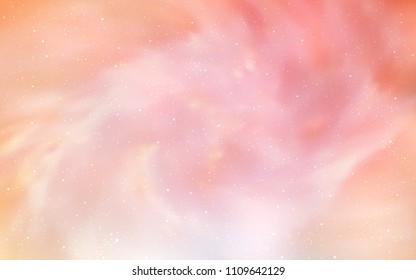 Light Orange vector cover with astronomical stars. Glitter abstract illustration with colorful cosmic stars. Pattern for astronomy websites.