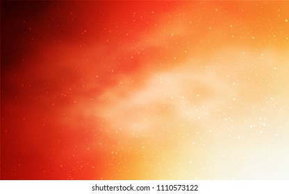 Light Orange vector cover with astronomical stars. Shining illustration with sky stars on abstract template. Best design for your ad, poster, banner.