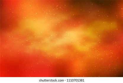 Light Orange vector cover with astronomical stars. Shining colored illustration with bright astronomical stars. Best design for your ad, poster, banner.