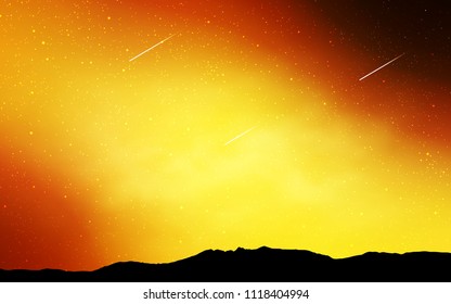 Light Orange vector cover with astronomical stars. Shining colored illustration with bright astronomical stars. Pattern for astronomy websites.