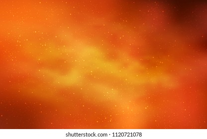 Light Orange vector cover with astronomical stars. Shining colored illustration with bright astronomical stars. Best design for your ad, poster, banner.